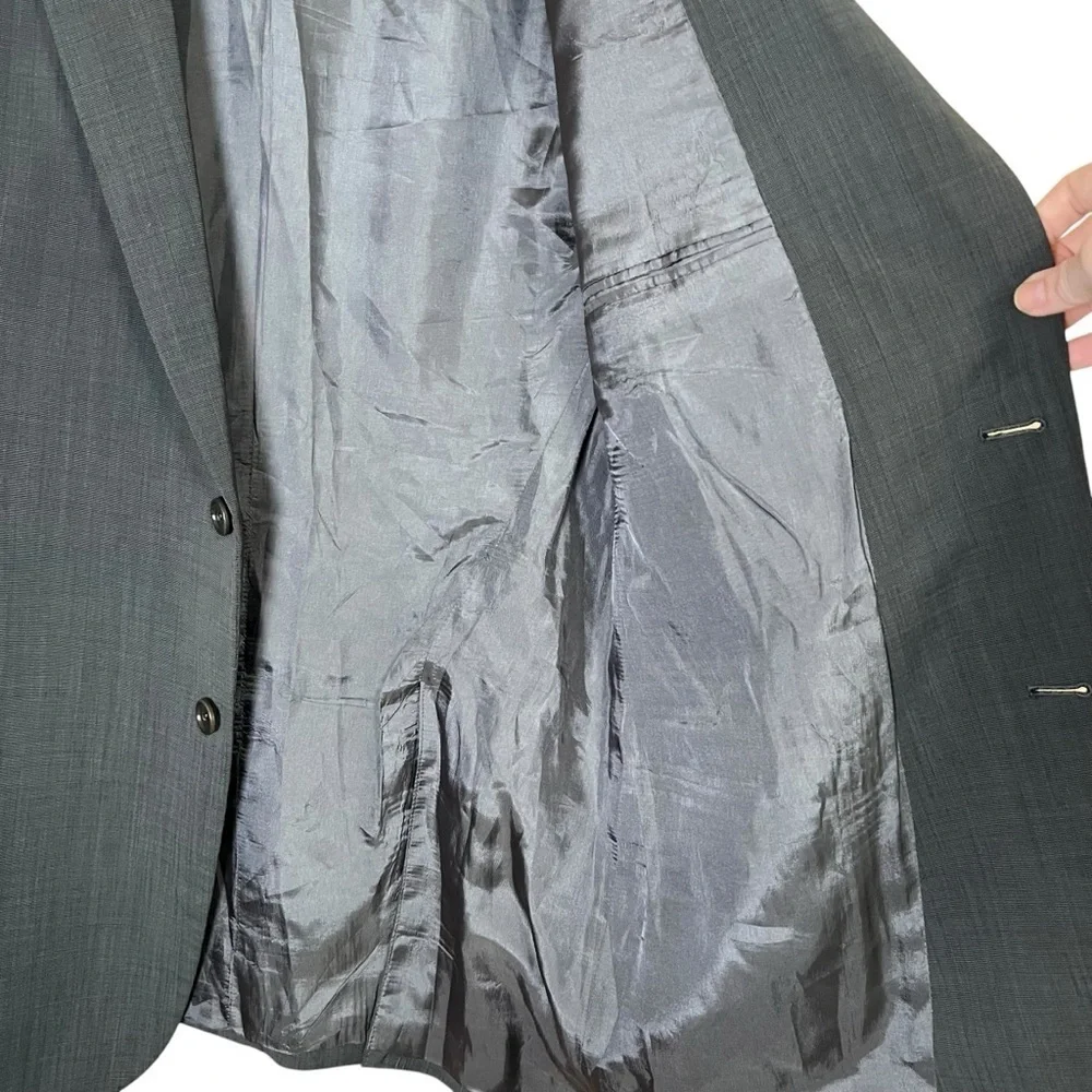 ARMANI COLLEZIONI Mens 46L Gray Blazer Suit Jacket Sports Coat Virgin Wool Blend